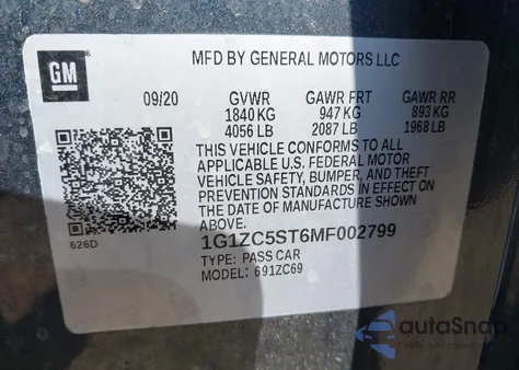 2021 Chevrolet Malibu Ls from USA, damaged, VIN 1G1ZC5ST6MF002799